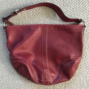 Coach Red Leather Hobo Bag